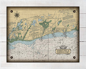 Dennis & Harwich Cape Cod  Nautical Chart Board Mounted Canvas Print