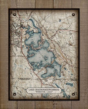 Load image into Gallery viewer, Lake Chaubunagungamaug ( Webster Lake ) Massachussetts Map  - Board Mounted Canvas Print
