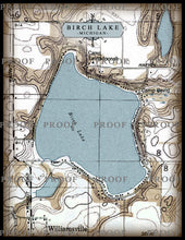 Load image into Gallery viewer, Birch Lake Michigan Map - On 100% Natural Linen
