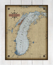 Load image into Gallery viewer, Door County Lake Michigan Map - Board Mounted Canvas Print
