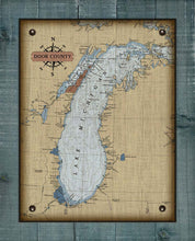 Load image into Gallery viewer, Door County Lake Michigan Map - Board Mounted Canvas Print
