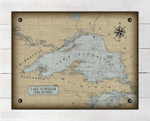 Lake Superior Nautical Chart - Board Mounted Canvas Print