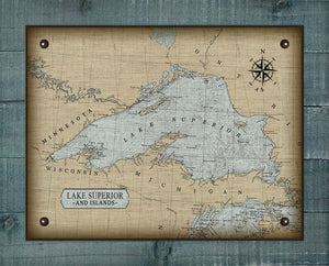 Lake Superior Nautical Chart - Board Mounted Canvas Print