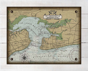 Bay St Louis Mississippi Nautical Chart Board Mounted Canvas Print