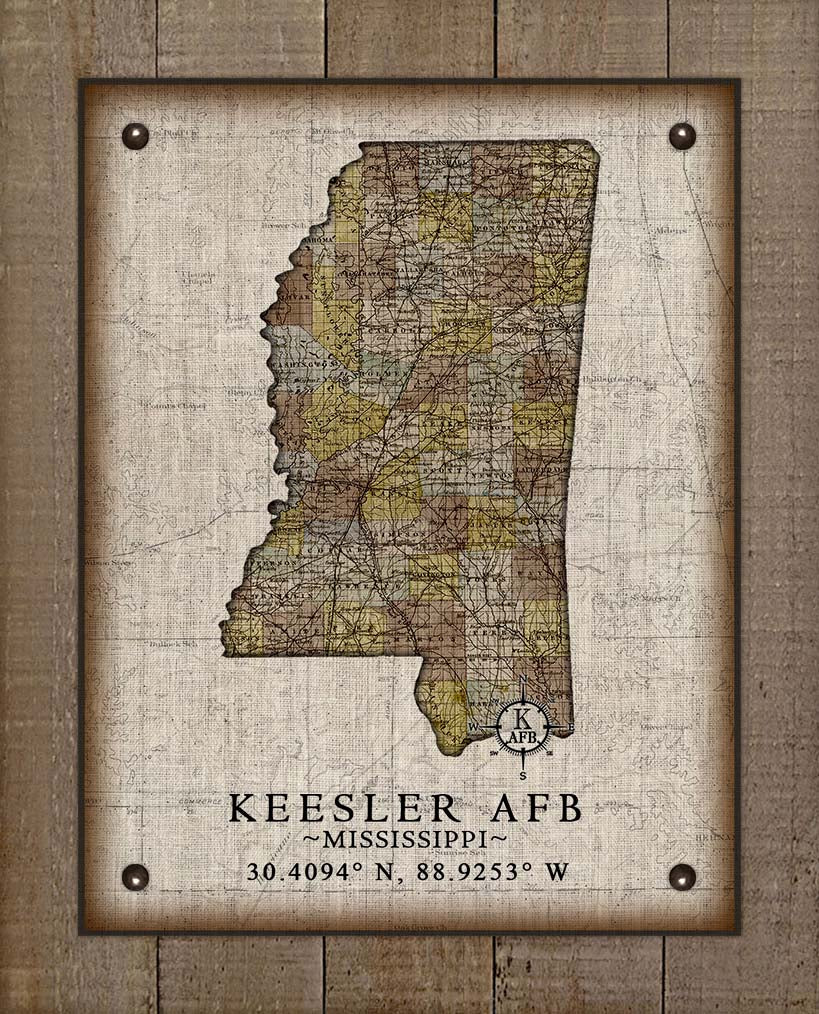 Keesler Air Force Base Mississippi Vintage Design - Board Mounted Canvas Print