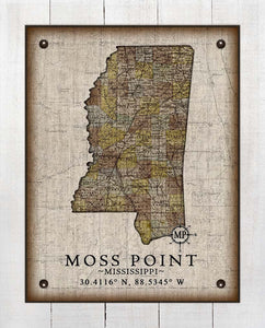 Moss Point Mississippi Vintage Design - Board Mounted Canvas Print