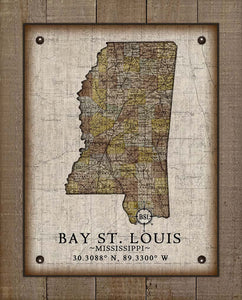 Bay St Louis Mississippi Vintage Design - Board Mounted Canvas Print