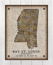Load image into Gallery viewer, Bay St Louis Mississippi Vintage Design - Board Mounted Canvas Print
