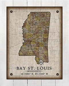 Bay St Louis Mississippi Vintage Design - Board Mounted Canvas Print