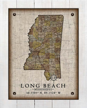 Load image into Gallery viewer, Long Beach Mississippi Vintage Design - Board Mounted Canvas Print
