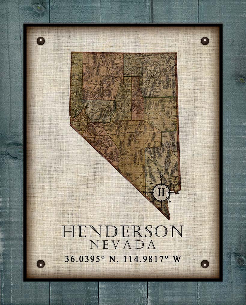 Henderson Nevada Vintage Design - Board Mounted Canvas Print