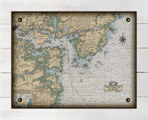 Portsmouth New Hampshire Nautical Chart Board Mounted Canvas Print