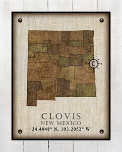 Clovis New Mexico Vintage Design - Board Mounted Canvas Print