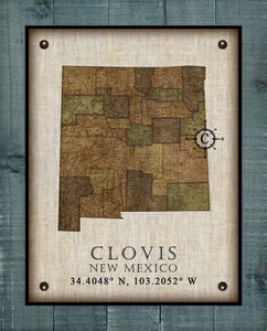 Clovis New Mexico Vintage Design - Board Mounted Canvas Print