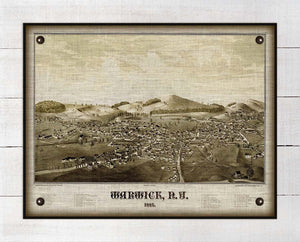 1887 Warwick New York Birds Eye View Map - Board Mounted Canvas Print