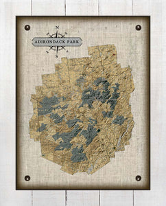Adirondack Park Map - Board Mounted Canvas Print