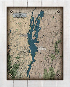 Lake Champlain Map - Board Mounted Canvas Print