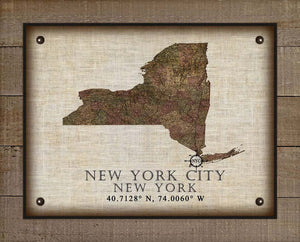 New York City, New York Vintage Design - Board Mounted Canvas Print