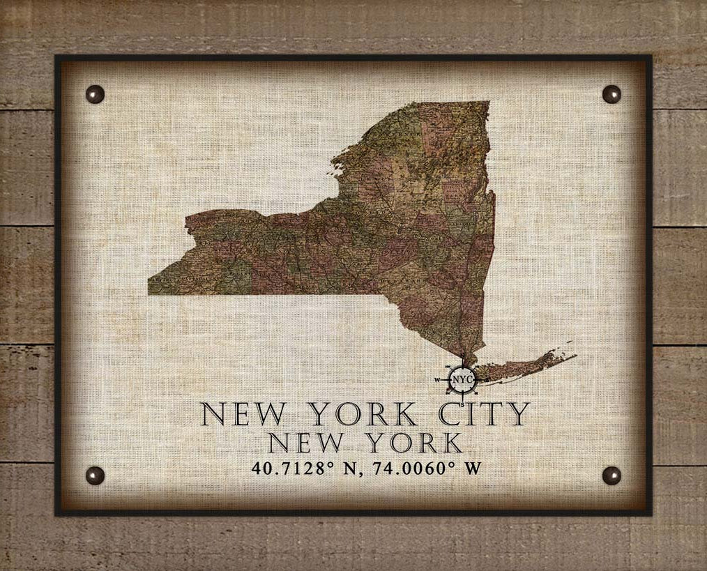 New York City, New York Vintage Design - Board Mounted Canvas Print