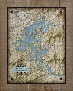Lake Chatuge North Carolina Map Design   - Board Mounted Canvas Print