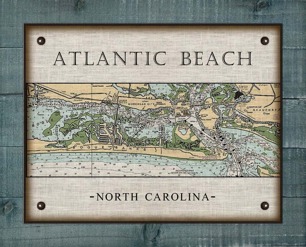 Atlantic Beach North Carolina Nautical Chart - Board Mounted Canvas Print