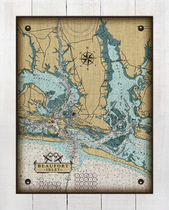 Beaufort North Carolina Nautical Chart - Board Mounted Canvas Print