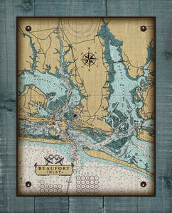 Beaufort North Carolina Nautical Chart - Board Mounted Canvas Print