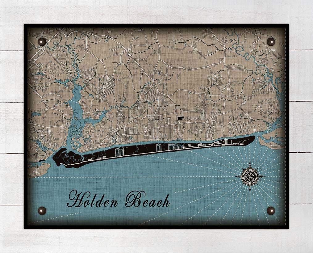 Holden Beach North Carolina Map Design - Board Mounted Canvas Print