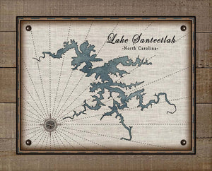 Lake Santeetlah North Carolina Map Design (3)  - Board Mounted Canvas Print