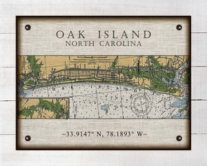 Oak Island North Carolina Nautical Chart - Board Mounted Canvas Print