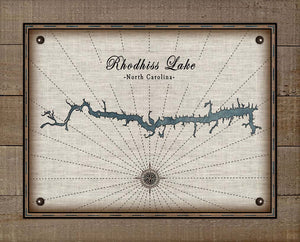 Rhodhiss Lake North Carolina Map Design   - Board Mounted Canvas Print