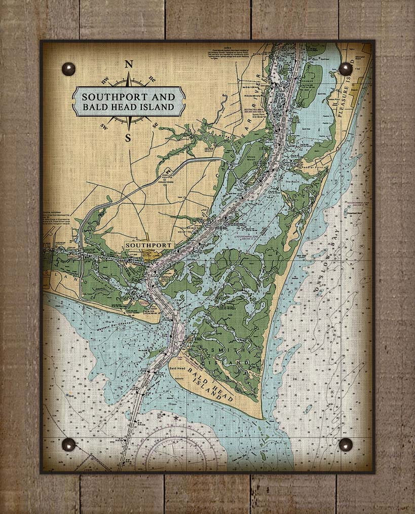 Southport & Bald Head Island North Carolina Nautical Chart - Board Mounted Canvas Print