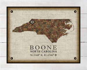 Boone North Carolina Vintage Design - Board Mounted Canvas Print