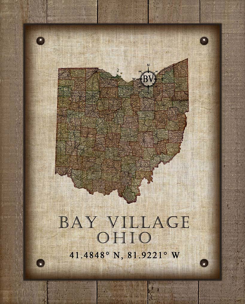 Bay Village Ohio Vintage Design - Board Mounted Canvas Print
