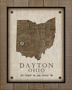 Dayton Ohio Vintage Design - Board Mounted Canvas Print