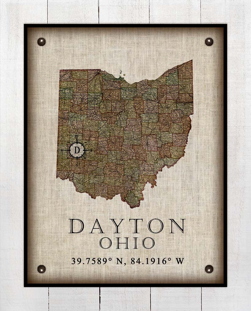 Dayton Ohio Vintage Design - Board Mounted Canvas Print
