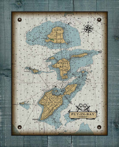 Put-In-Bay & Bass Islands Ohio Nautical Chart  (3) - Board Mounted Canvas Print