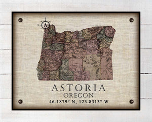 Astoria Oregon Vintage Design - Board Mounted Canvas Print