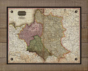 1818 Poland Map - Board Mounted Canvas Print