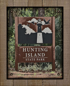 Hunting Island - South Carolina - Welcome Sign  - Board Mounted Canvas Print