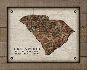 Greensboro South Carolina Vintage Design - Board Mounted Canvas Print