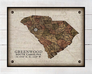 Greensboro South Carolina Vintage Design - Board Mounted Canvas Print