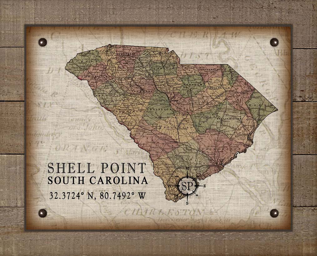 Shell Point South Carolina Vintage Design - Board Mounted Canvas Print