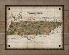 Load image into Gallery viewer, 1827 Tennessee Map Design - Board Mounted Canvas Print
