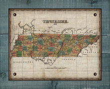Load image into Gallery viewer, 1827 Tennessee Map Design - Board Mounted Canvas Print

