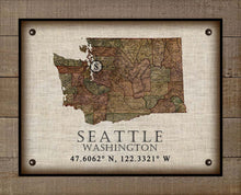 Load image into Gallery viewer, Seattle Washington Vintage Design Board Mounted Canvas Print
