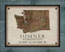 Load image into Gallery viewer, Sumner - Washington - Vintage Design map Board Mounted Canvas Print
