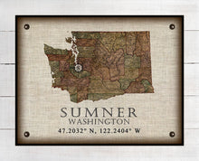 Load image into Gallery viewer, Sumner - Washington - Vintage Design map Board Mounted Canvas Print
