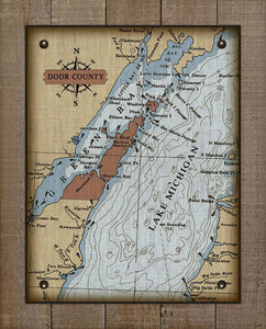 Copy of Door County Wisconsin Nautical Chart (2) - Board Mounted Canvas Print
