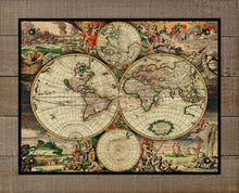 Load image into Gallery viewer, 1690 World Map - Board Mounted Canvas Print
